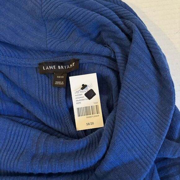 NEW Lane Bryant Cowl-Neck Knit Dress Blue Ribbed Cinch Waist 3/4 Sleeve 18/20 2X - Picture 10 of 14